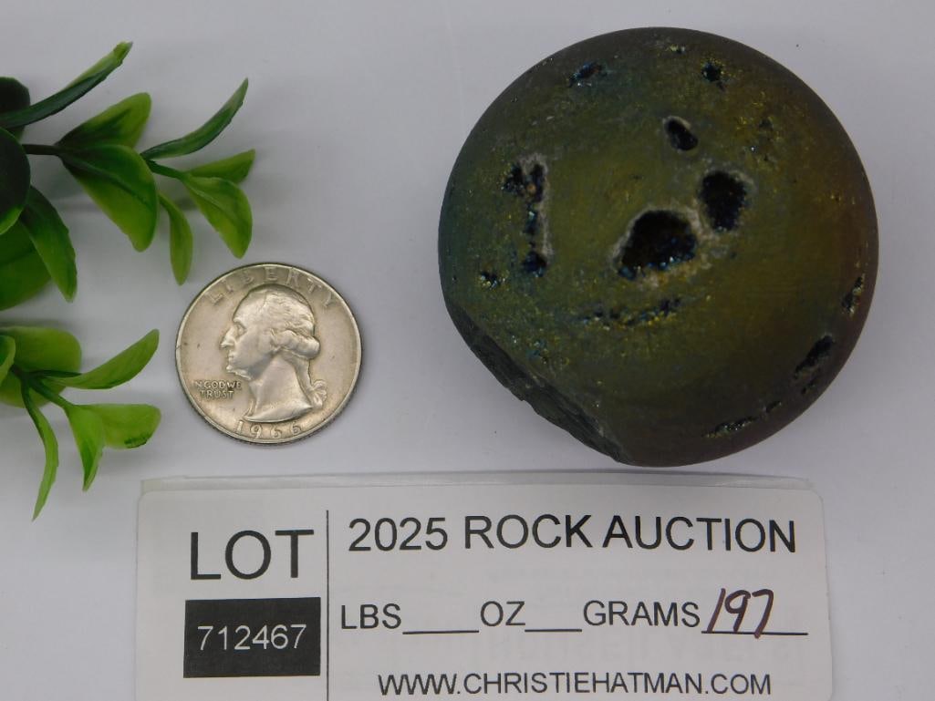 DRUZY TITANIUM SPHERE ROCK STONE LAPIDARY SPECIMEN - 2