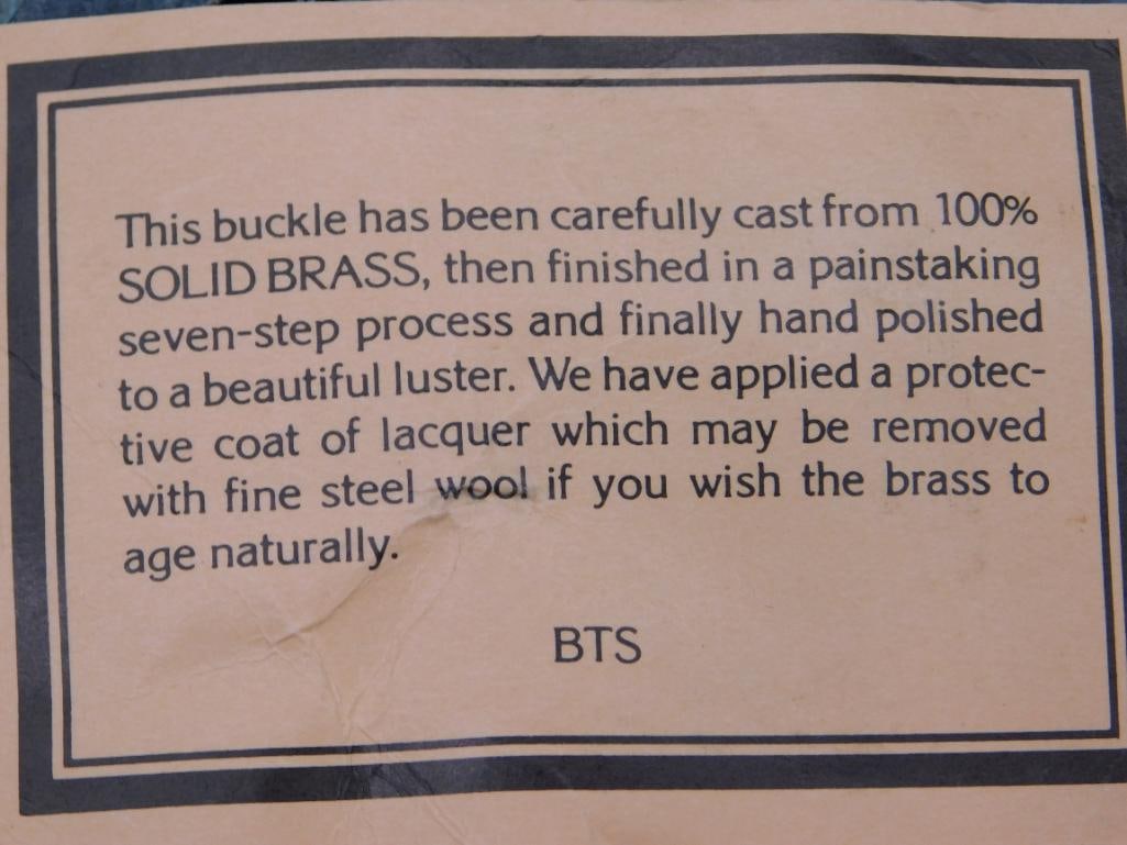 SOLID BRASS BELT BUCKLE MADE IN USA - 5