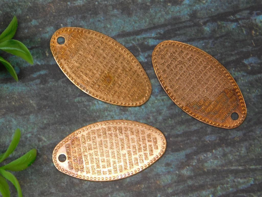 THE LORDS PRAYER PRESSED PENNY PENDANTS LOT OF 3: THE LORDS PRAYER PRESSED PENNY PENDANTS LOT OF 3