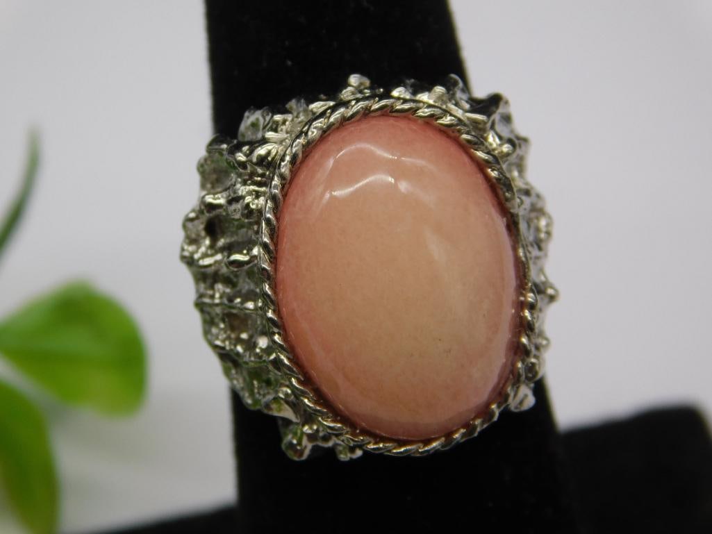 PEACH MOONSTONE RING ROCK STONE LAPIDARY SPECIMEN: PEACH MOONSTONE RING ROCK STONE LAPIDARY SPECIMEN