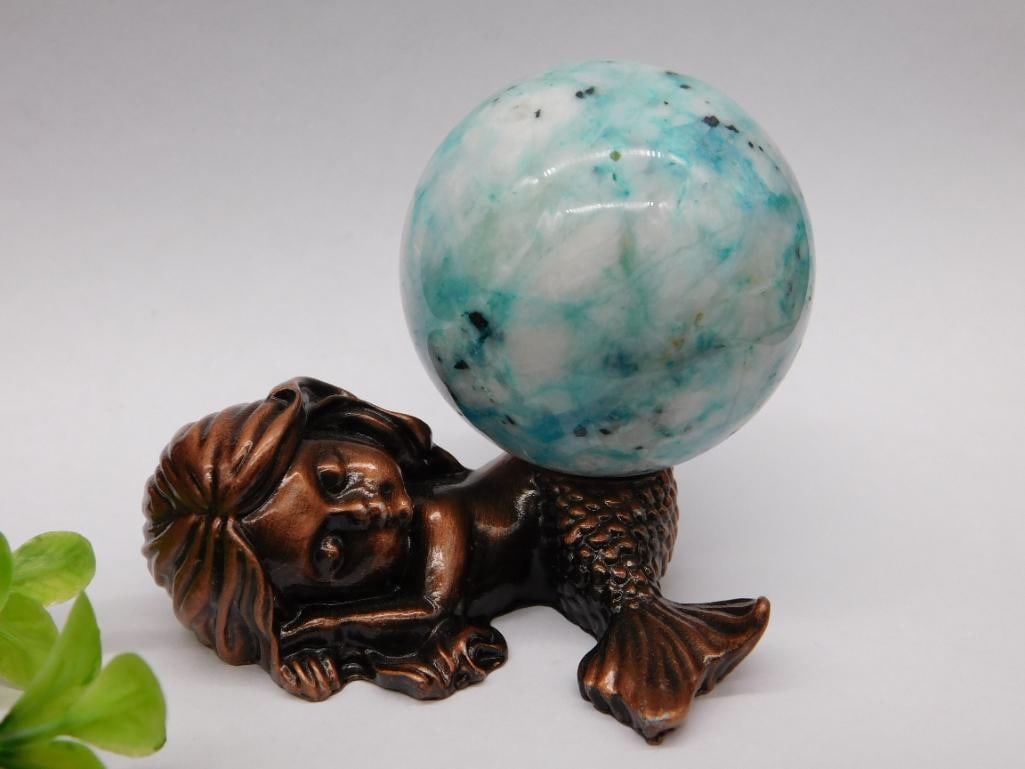 AMAZONITE SPHERE ON MERMAID DISPLAY ROCK STONE LAPIDARY SPECIMEN: AMAZONITE SPHERE ON MERMAID DISPLAY ROCK STONE LAPIDARY SPECIMEN