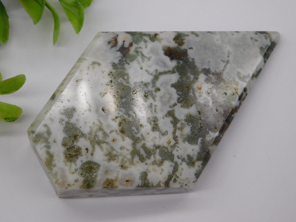 MOSS PLUME AGATE GEOMETRIC ROCK STONE LAPIDARY SPECIMEN: MOSS PLUME AGATE GEOMETRIC ROCK STONE LAPIDARY SPECIMEN
