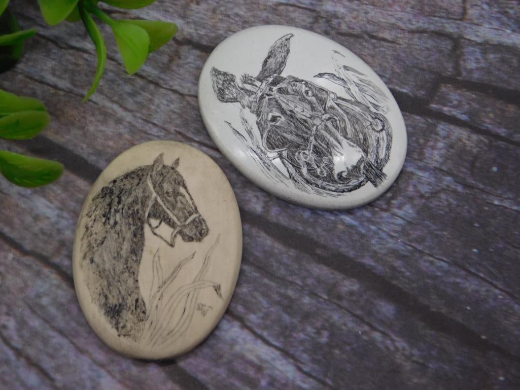 SCRIMSHAW CABOCHONS ROCK STONE LAPIDARY SPECIMEN: SCRIMSHAW CABOCHONS ROCK STONE LAPIDARY SPECIMEN