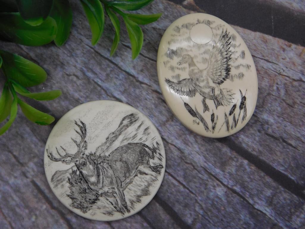 SCRIMSHAW CABOCHONS ROCK STONE LAPIDARY SPECIMEN: SCRIMSHAW CABOCHONS ROCK STONE LAPIDARY SPECIMEN