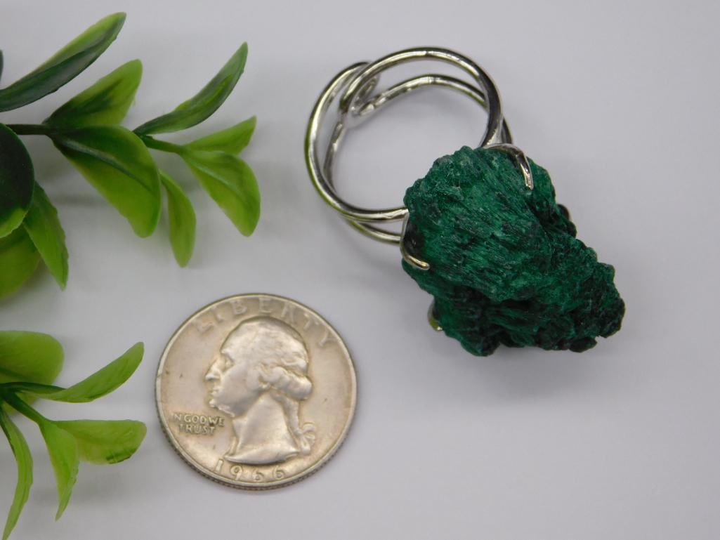 MALACHITE ADJUSTABLE RING ROCK STONE LAPIDARY SPECIMEN - 2