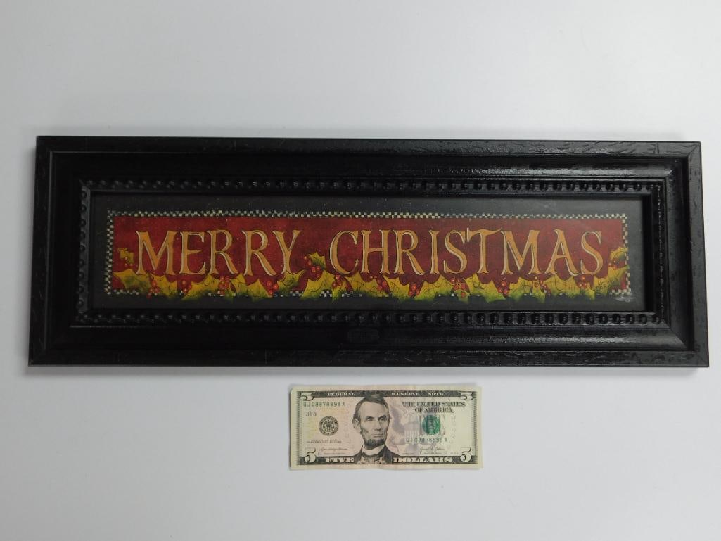 Framed Vintage-Style Merry Christmas Sign: Framed Vintage-Style Merry Christmas Sign