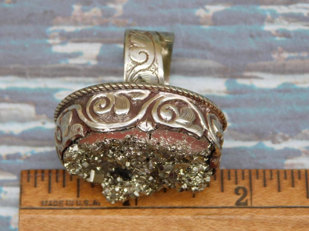 PYRITE ADJUSTABLE RING ROCK STONE LAPIDARY SPECIMEN - 3