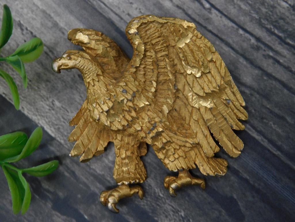 Gold-Toned Eagle Figural Ornament with Detailed Wings: Gold-Toned Eagle Figural Ornament with Detailed Wings