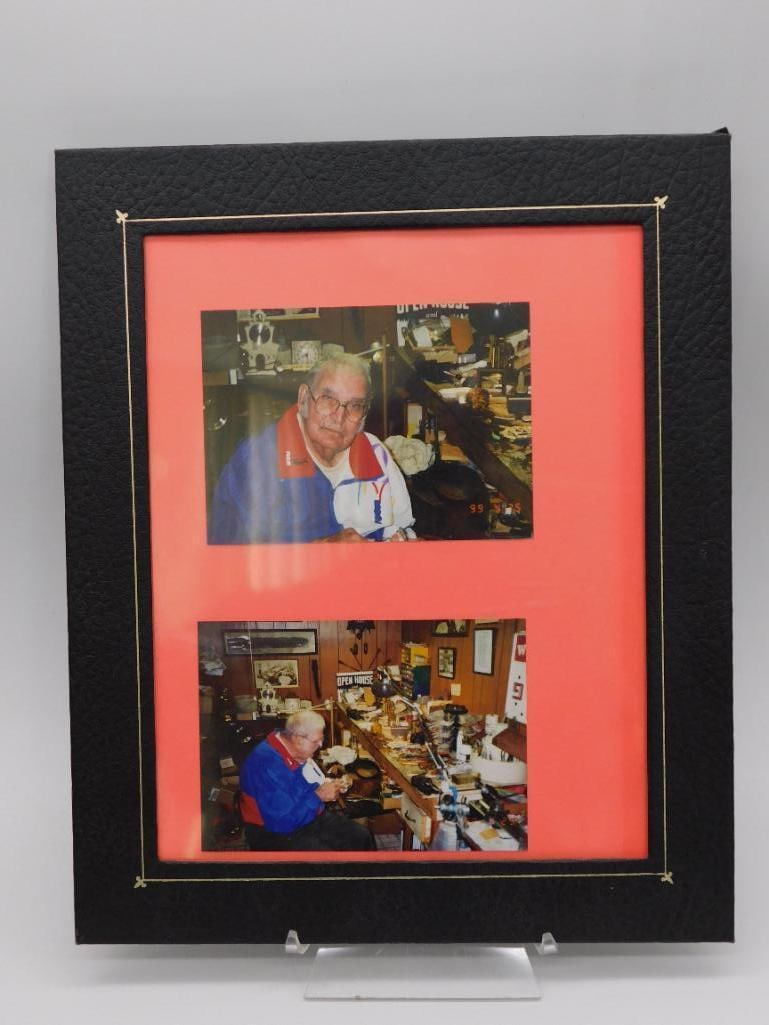 Framed Watchmaker Photos in Black Frame with Red Matte: Framed Watchmaker Photos in Black Frame with Red Matte