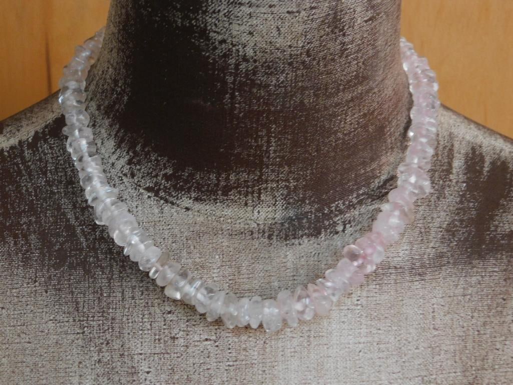 ROSE QUARTZ NECKLACE ROCK STONE LAPIDARY SPECIMEN: ROSE QUARTZ NECKLACE ROCK STONE LAPIDARY SPECIMEN