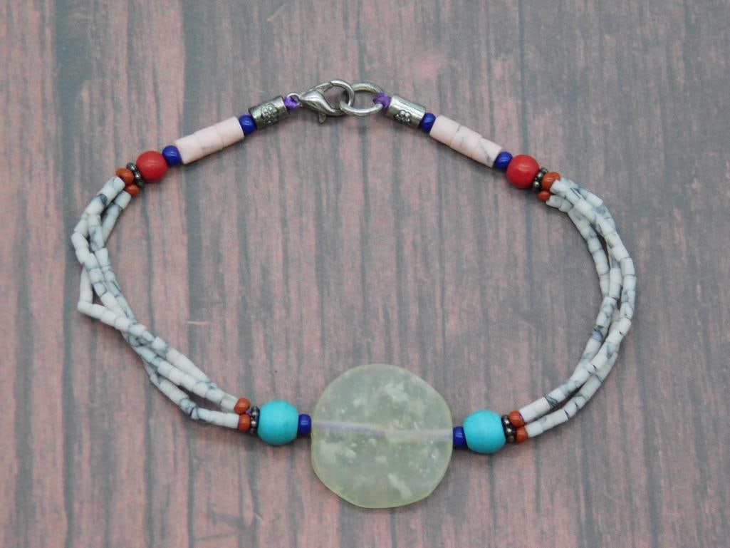 MIXED STONE BRACELET ROCK STONE LAPIDARY SPECIMEN: MIXED STONE BRACELET ROCK STONE LAPIDARY SPECIMEN