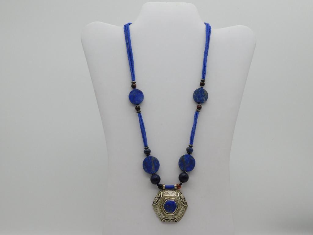 LAPIS LAZULI NECKLACE ROCK STONE LAPIDARY SPECIMEN (1 of 4)