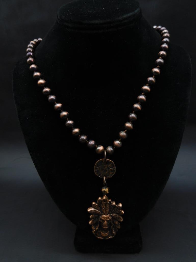 CHIEF PENDANT ON CHAIN NECKLACE - 2