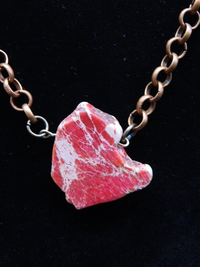 IMPRESSION JASPER PENDANT ON CHAIN NECKLACE ROCK STONE LAPIDARY SPECIMEN: IMPRESSION JASPER PENDANT ON CHAIN NECKLACE ROCK STONE LAPIDARY SPECIMEN