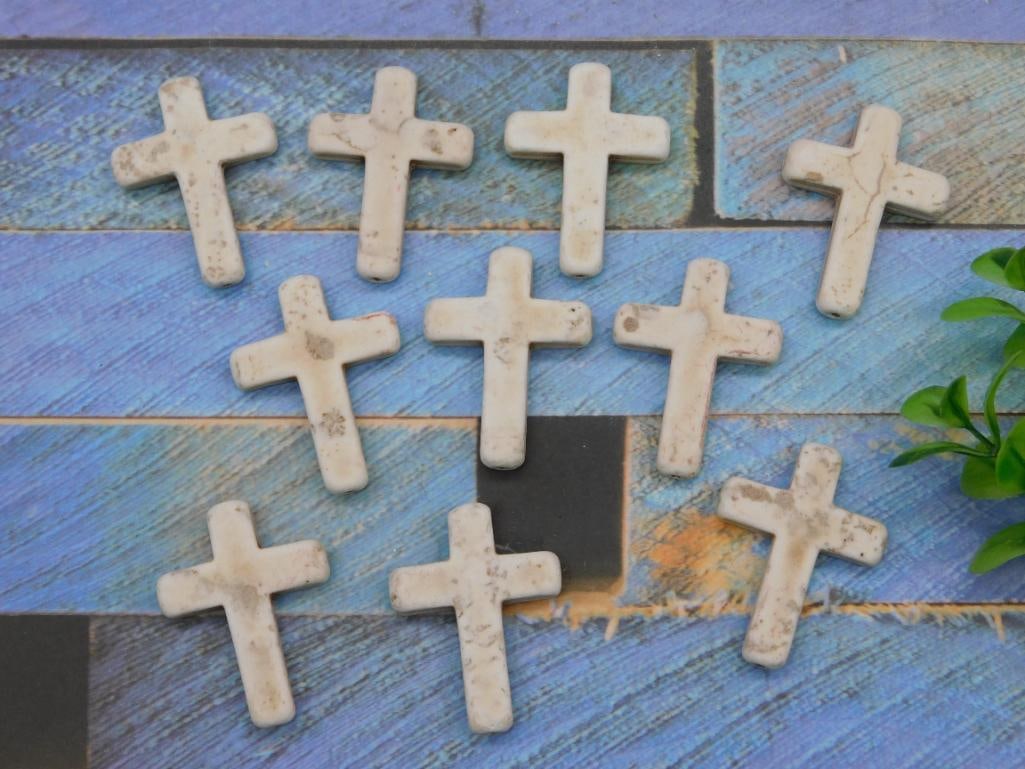 STONE CROSS BEADS ROCK STONE LAPIDARY SPECIMEN: STONE CROSS BEADS ROCK STONE LAPIDARY SPECIMEN