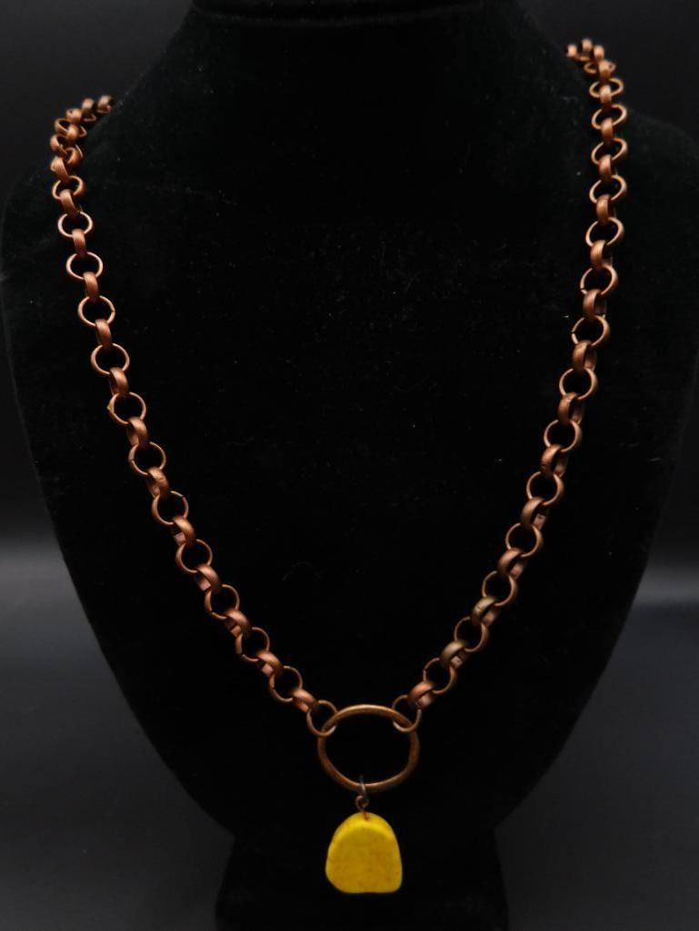 STONE PENDANT ON CHAIN LINK NECKLACE - 2