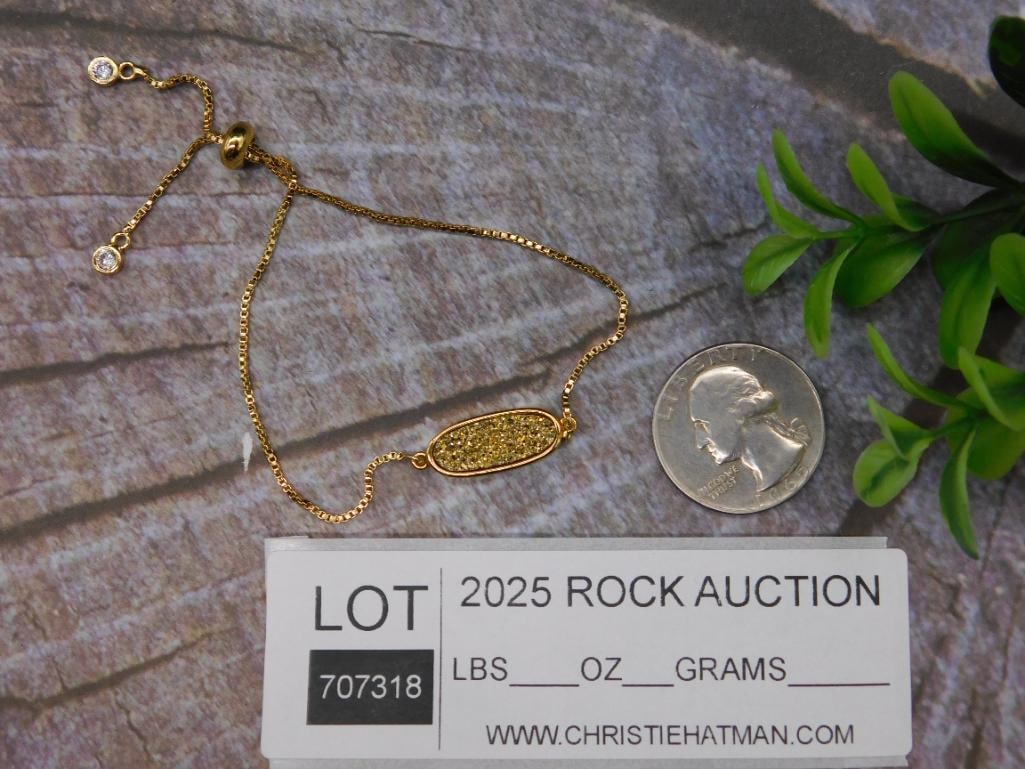 Adjustable Gold-Tone Bracelet With Crystals - 3