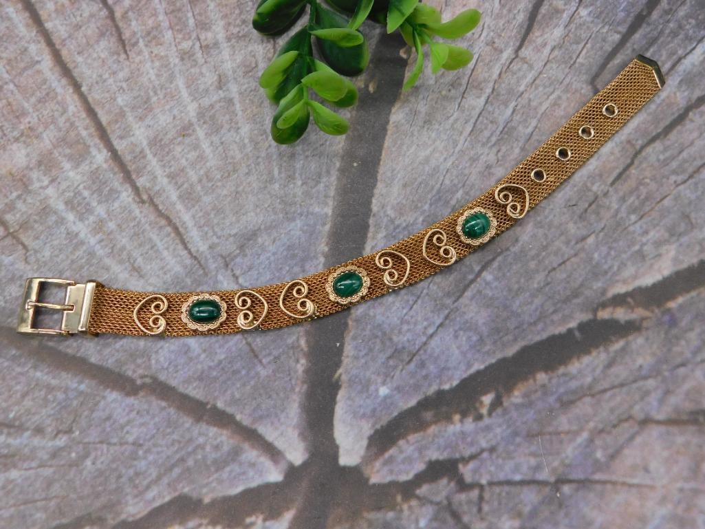 MALACHITE STUDDED BRACELET ROCK STONE LAPIDARY SPECIMEN: MALACHITE STUDDED BRACELET ROCK STONE LAPIDARY SPECIMEN