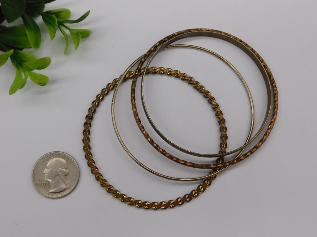 Four Gold-Tone Bangles in Assorted Styles - 2