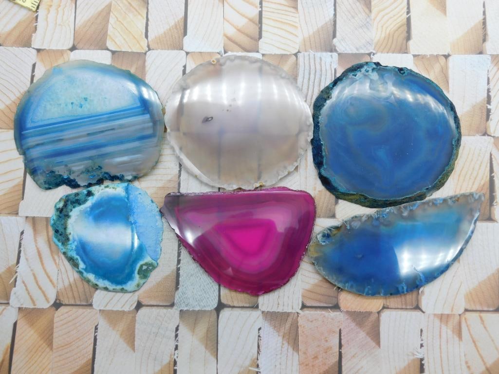 AGATE SLICES ROCK STONE LAPIDARY SPECIMEN: AGATE SLICES ROCK STONE LAPIDARY SPECIMEN