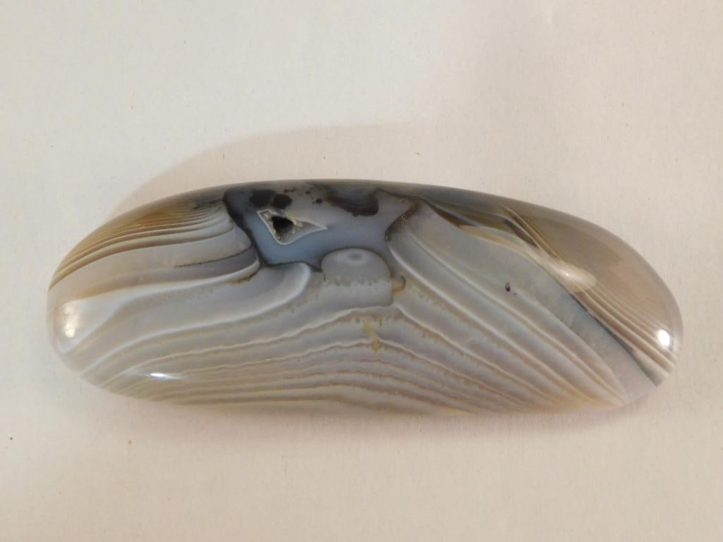 BANDED AGATE POLISHED ROCK STONE LAPIDARY SPECIMEN: BANDED AGATE POLISHED ROCK STONE LAPIDARY SPECIMEN
