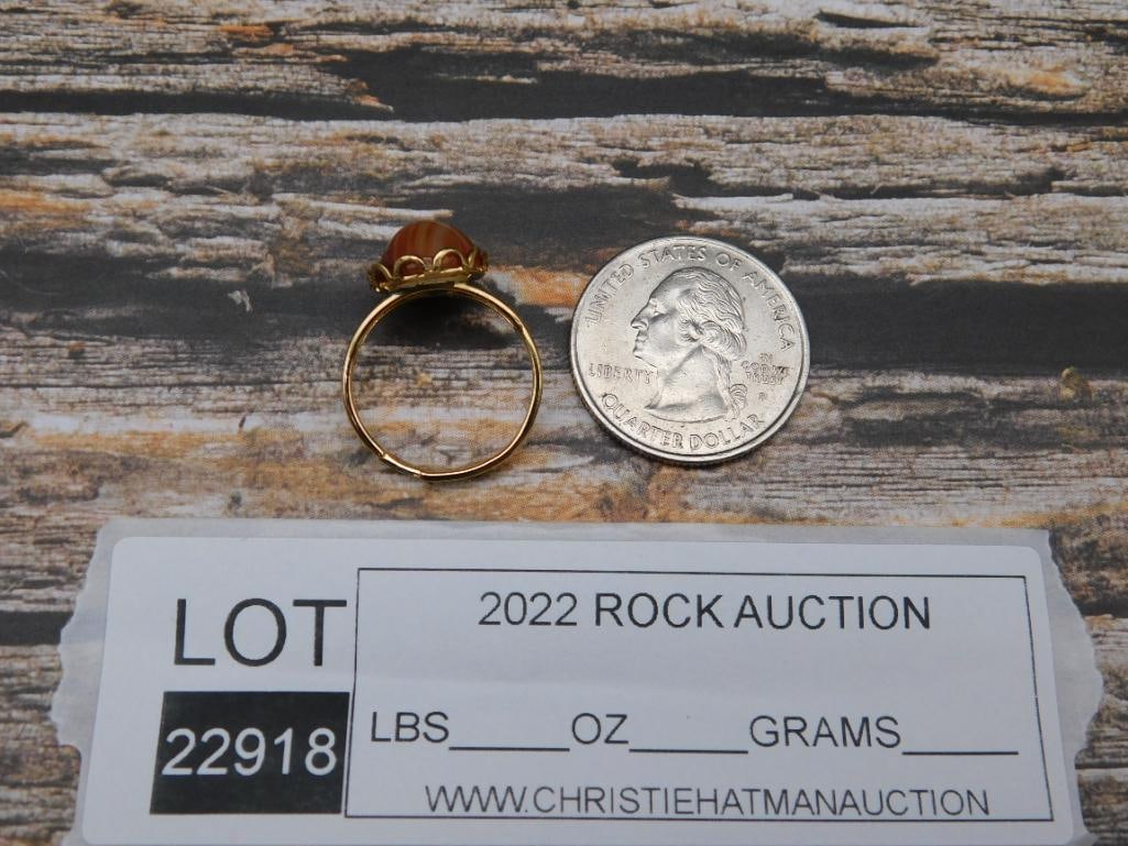 BANDED AGATE ADJUSTABLE RING ROCK STONE LAPIDARY SPECIMEN - 2