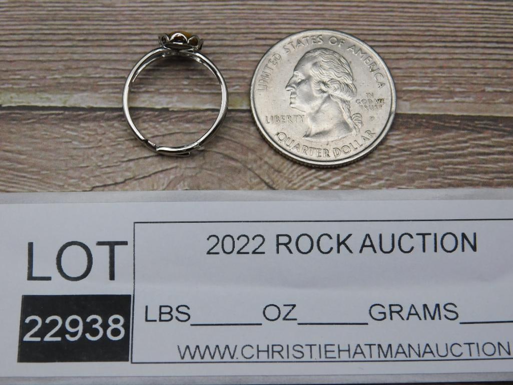 TIGERS EYE ADJUSTABLE RING ROCK STONE LAPIDARY SPECIMEN - 2