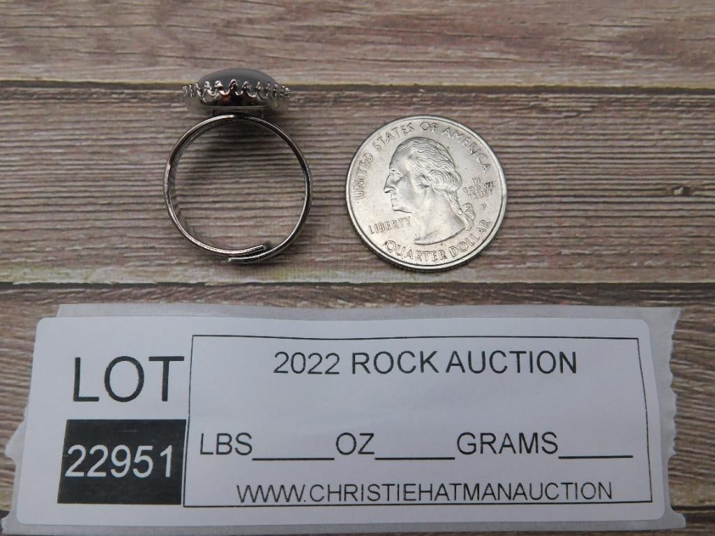 BANDED AGATE ADJUSTABLE RING ROCK STONE LAPIDARY SPECIMEN - 2