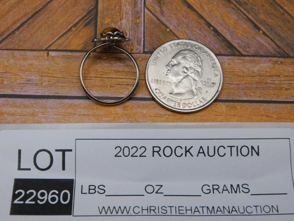 TIGERS EYE ADJUSTABLE RING ROCK STONE LAPIDARY SPECIMEN - 2