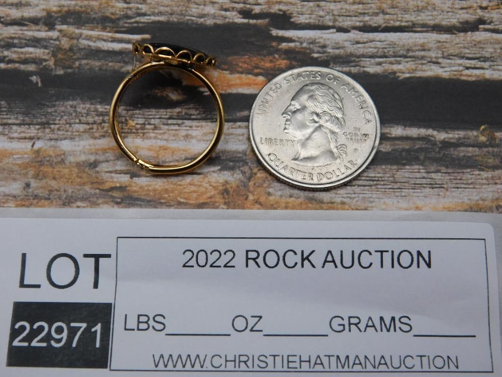 ABALONE ADJUSTABLE RING ROCK STONE LAPIDARY SPECIMEN - 2