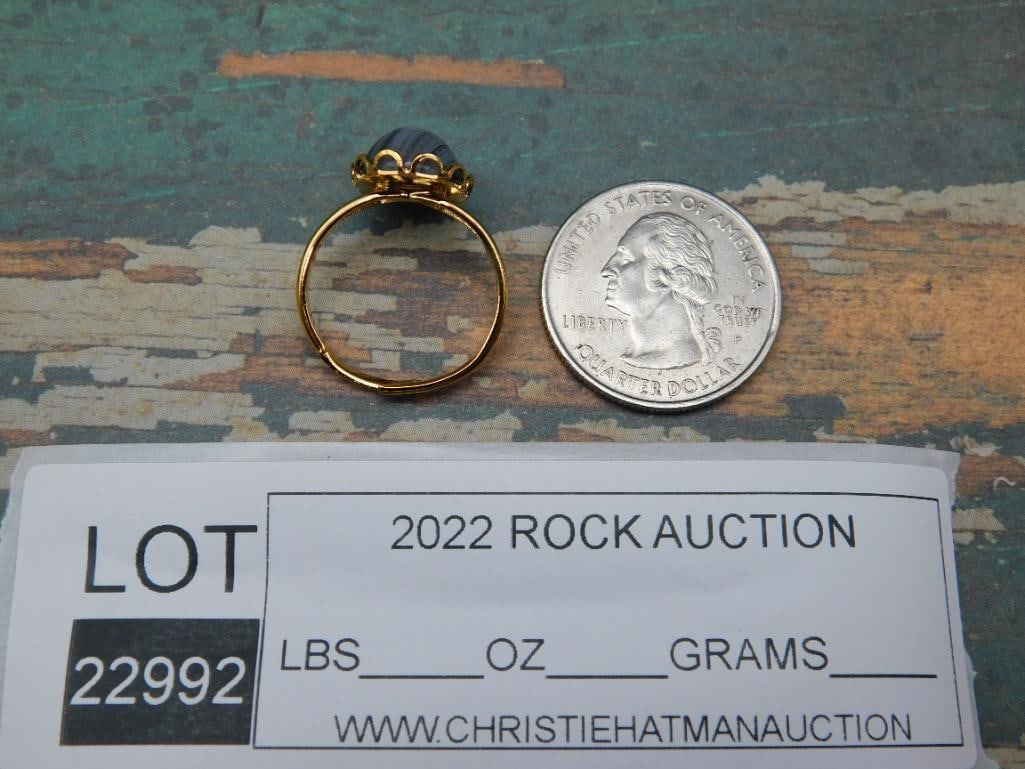 BOTSWANA AGATE ADJUSTABLE RING ROCK STONE LAPIDARY SPECIMEN - 2