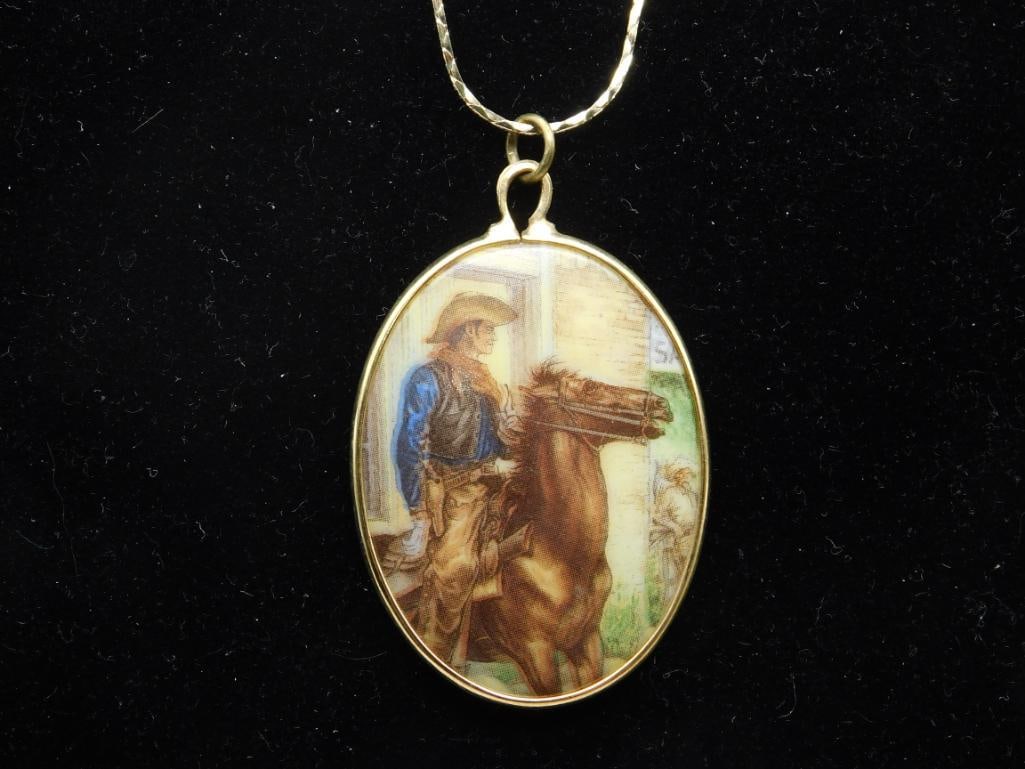 COWBOY PENDANT NECKLACE ROCK STONE LAPIDARY SPECIMEN: COWBOY PENDANT NECKLACE ROCK STONE LAPIDARY SPECIMEN