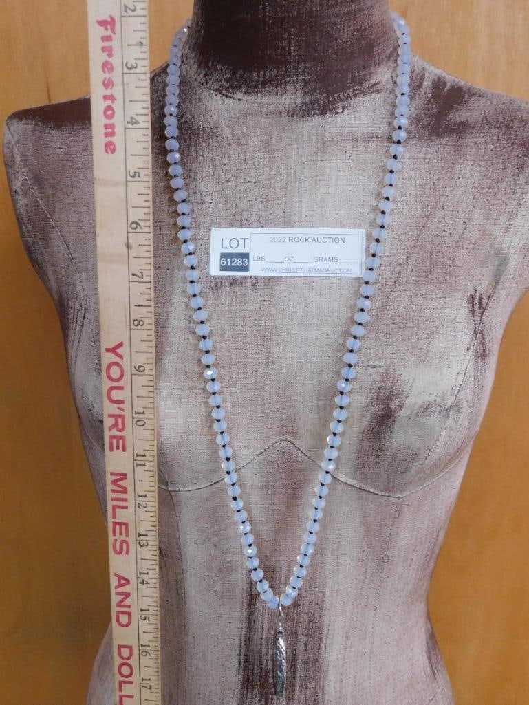 HATMAN ORIGINAL GEODE SLICE ON SPARKLE BEAD NECKLACE - 2