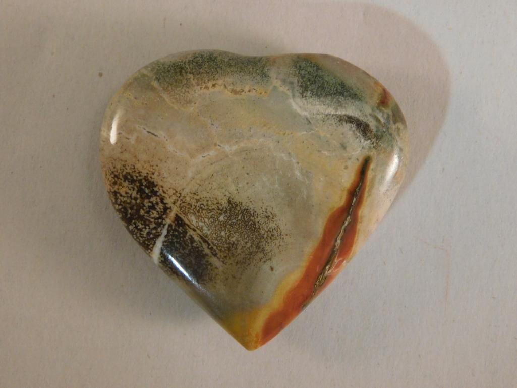 POLYCHROME JASPER HEART ROCK STONE LAPIDARY SPECIMEN: POLYCHROME JASPER HEART ROCK STONE LAPIDARY SPECIMEN
