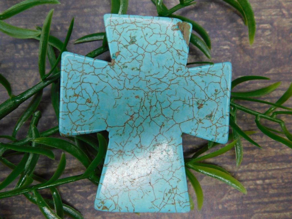 TURQUENITE CROSS ROCK STONE LAPIDARY SPECIMEN: TURQUENITE CROSS ROCK STONE LAPIDARY SPECIMEN