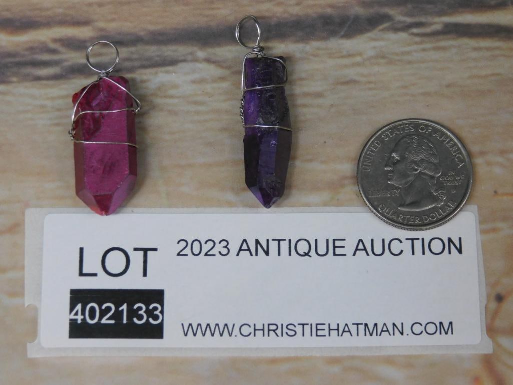 WIRE-WRAPPED RAINBOW GEM PENDANTS - 2