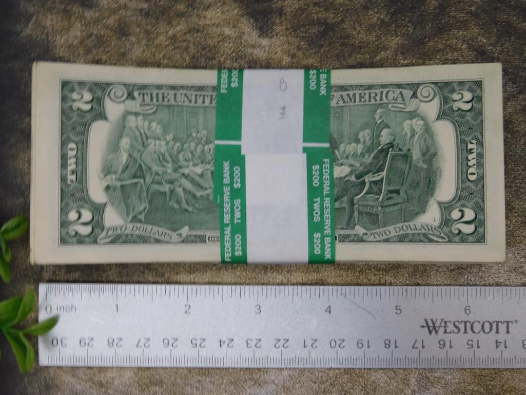 100 $2 Bills Brick Crisp Two Dollar Bills - 3