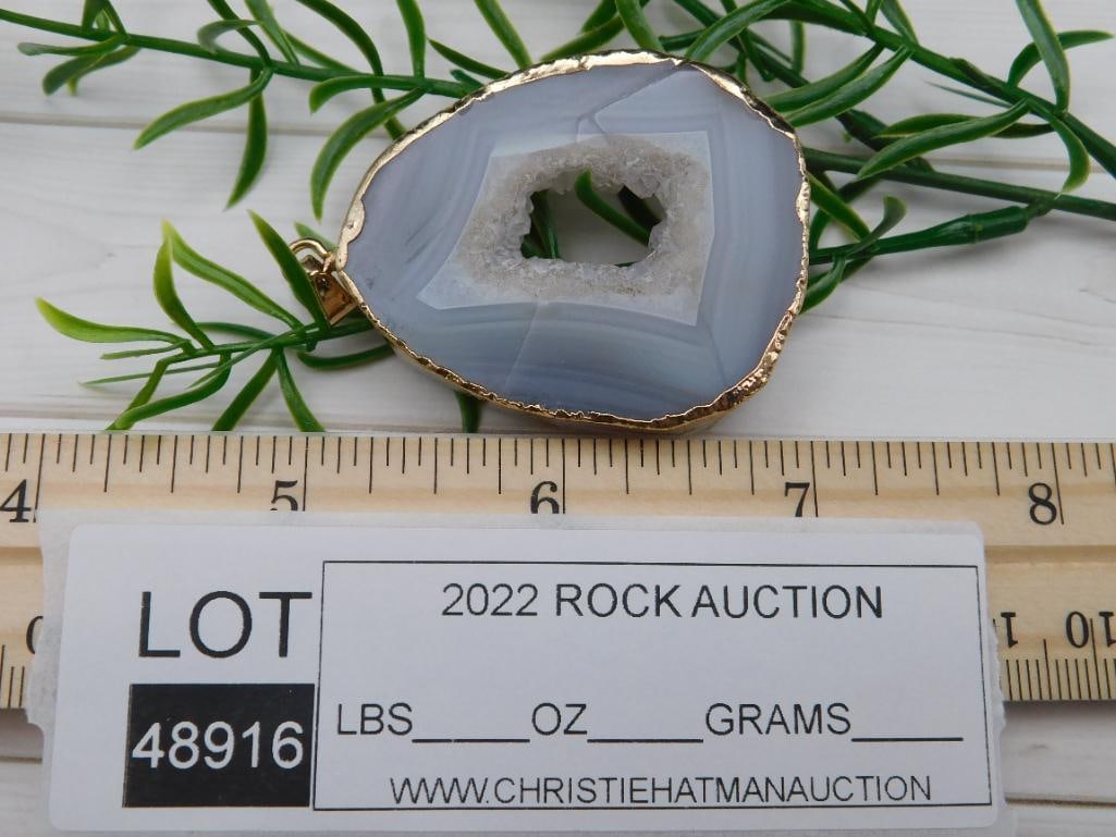 GEODE SLICE PENDANT ROCK STONE LAPIDARY SPECIMEN - 2