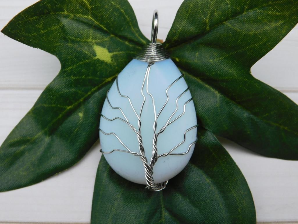 OPALITE TREE OF LIFE PENDANT ROCK STONE LAPIDARY SPECIMEN: OPALITE TREE OF LIFE PENDANT ROCK STONE LAPIDARY SPECIMEN