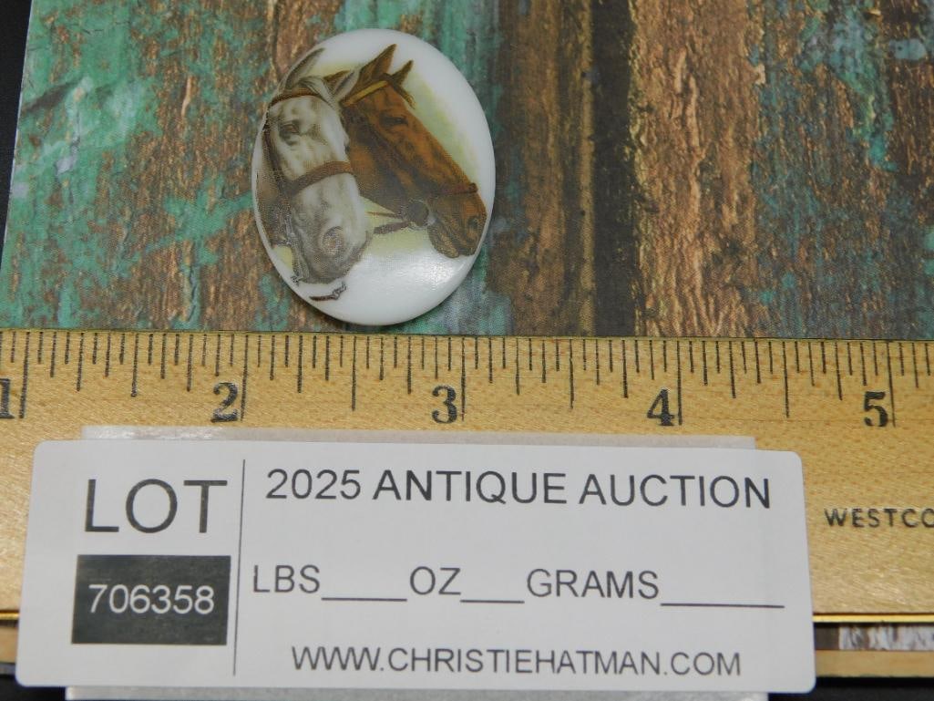 Oval Cabochon with Horse Design - 3