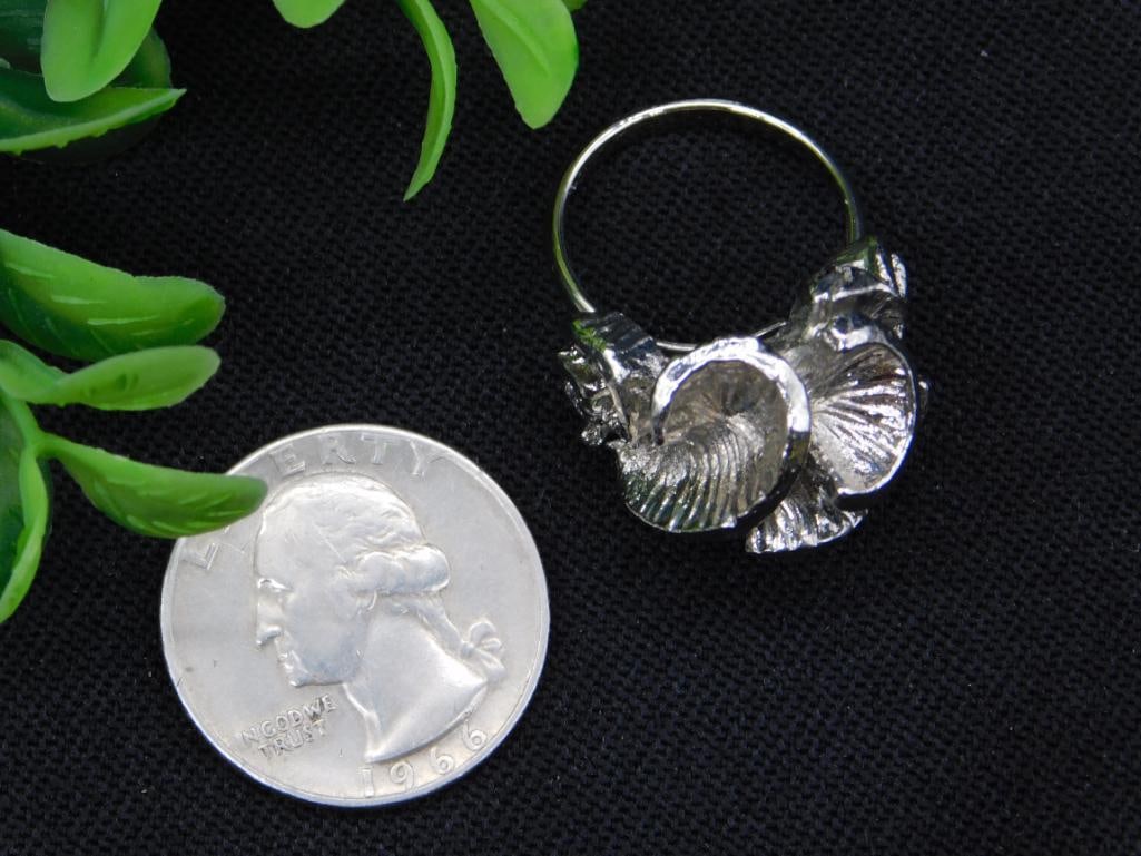 SILVER-TONE RING ROCK STONE LAPIDARY SPECIMEN - 2