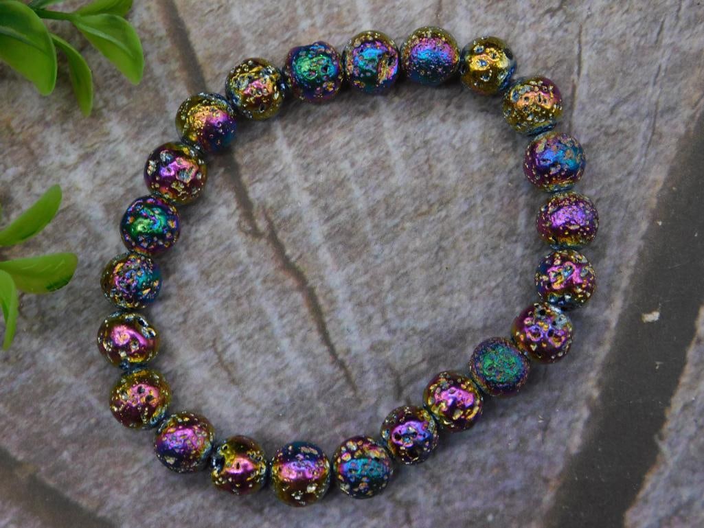 DRUZY TITANIUM LAVA STONE BRACELET ROCK STONE LAPIDARY SPECIMEN: DRUZY TITANIUM LAVA STONE BRACELET ROCK STONE LAPIDARY SPECIMEN