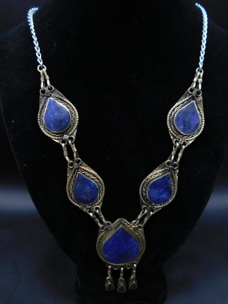 LAPIS LAZULI STATEMENT NECKLACE ROCK STONE LAPIDARY SPECIMEN: LAPIS LAZULI STATEMENT NECKLACE ROCK STONE LAPIDARY SPECIMEN