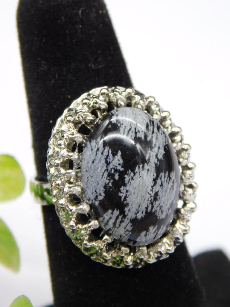 SNOWFLAKE OBSIDIAN RING ROCK STONE LAPIDARY SPECIMEN: SNOWFLAKE OBSIDIAN RING ROCK STONE LAPIDARY SPECIMEN