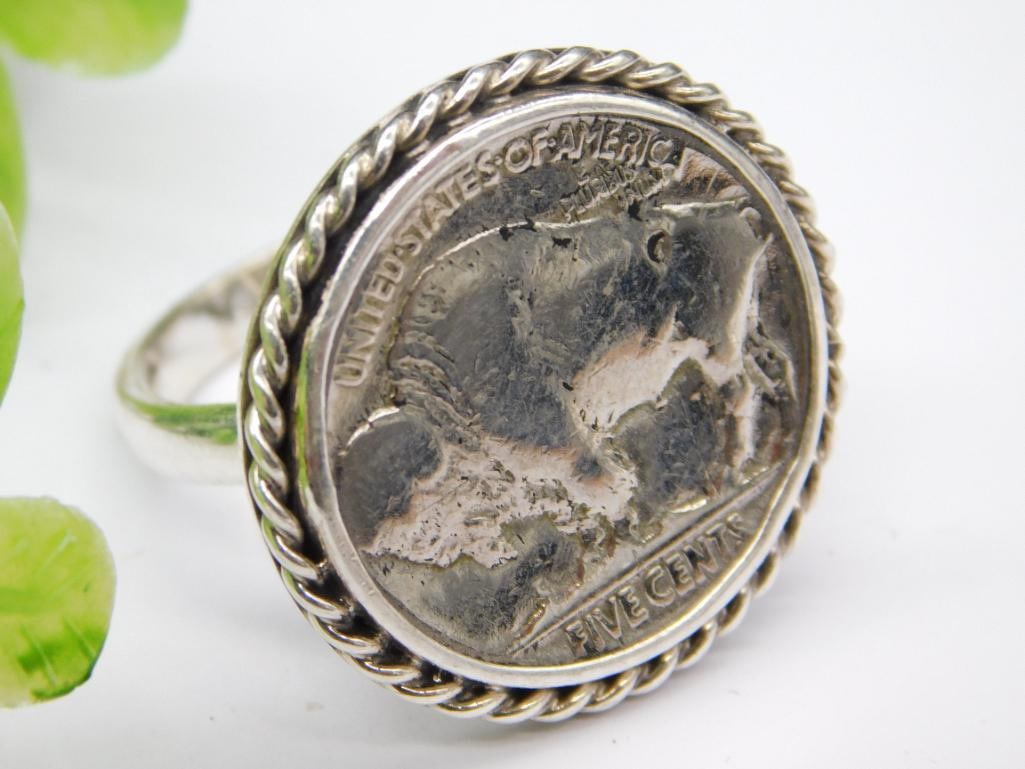 BUFFALO NICKEL RING SIZE 7 VINTAGE ANTIQUE: BUFFALO NICKEL RING SIZE 7 VINTAGE ANTIQUE