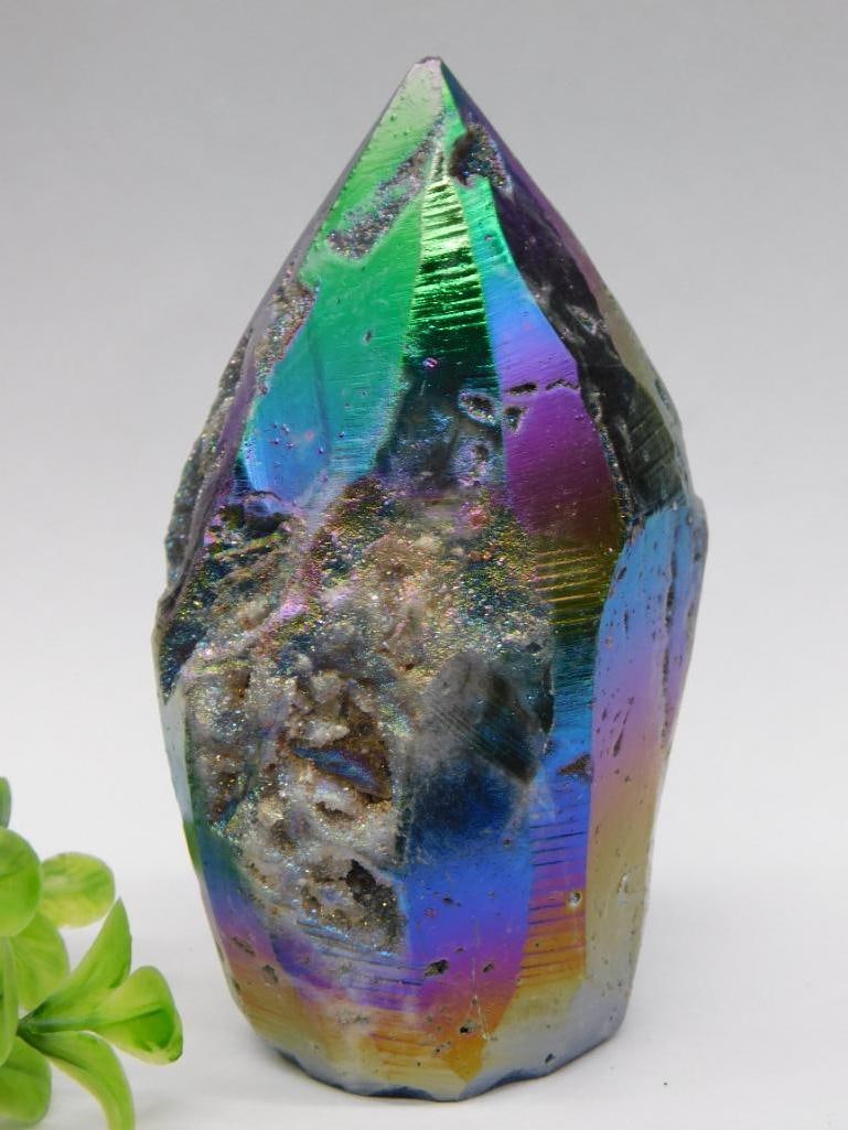 RAINBOW TITANIUM AURA QUARTZ TOWER ROCK STONE LAPIDARY SPECIMEN: RAINBOW TITANIUM AURA QUARTZ TOWER ROCK STONE LAPIDARY SPECIMEN