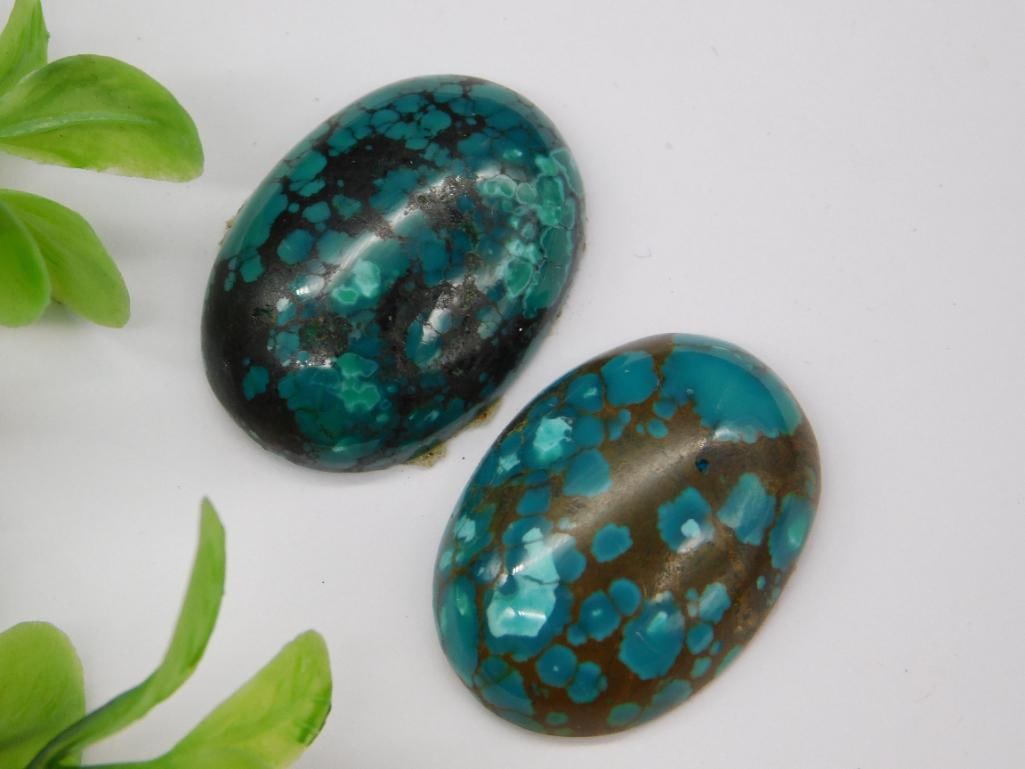 TIBETAN SPIDERWEB TURQUOISE CABOCHONS ROCK STONE LAPIDARY SPECIMEN: TIBETAN SPIDERWEB TURQUOISE CABOCHONS ROCK STONE LAPIDARY SPECIMEN