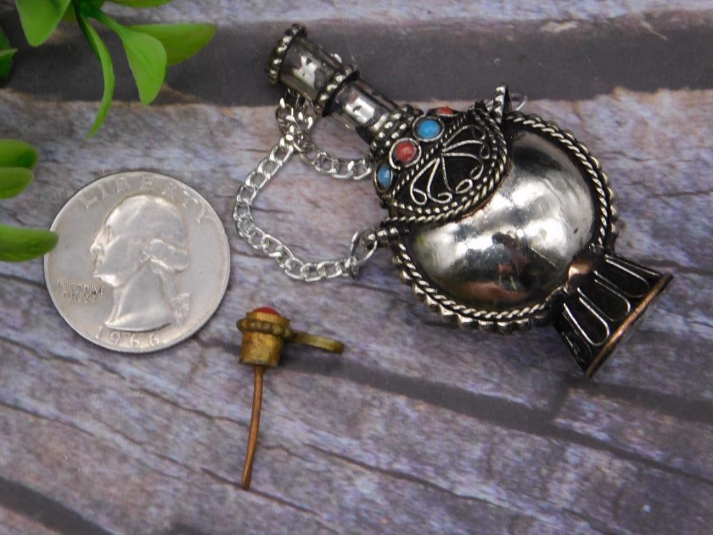 STONE STUDDED TIBETAL SNUFF BOTTLE - 2