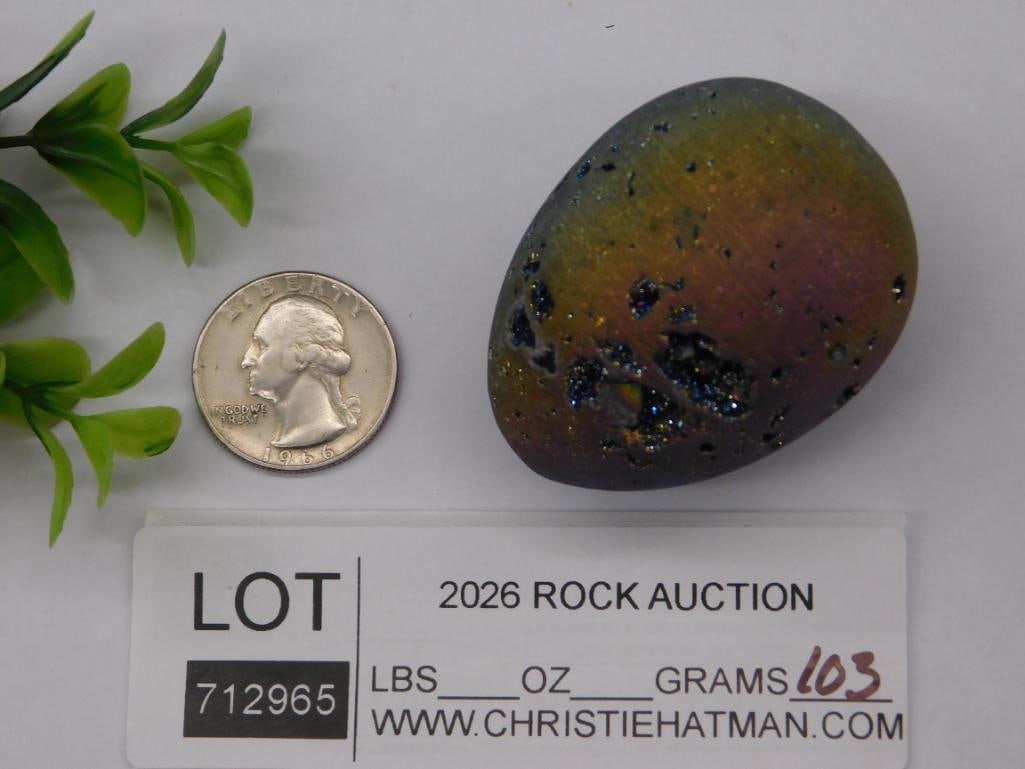 DRUZY TITANIUM EGG ROCK STONE LAPIDARY SPECIMEN - 2