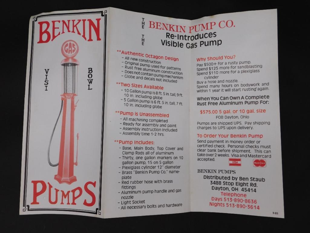 BENKIN PUMPS VINTAGE ADVERTISING AUTOMOBILIA BROCHURE: BENKIN PUMPS VINTAGE ADVERTISING AUTOMOBILIA BROCHURE